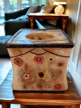 Tissue Box Cover Pressed Flower Acrylic Fresh Fields Boho Cottagecore 6&quot;... - $22.49