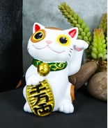 Japanese Luck And Fortune Charm White Beckoning Cat Maneki Neko Statue 4... - $27.15 CAD