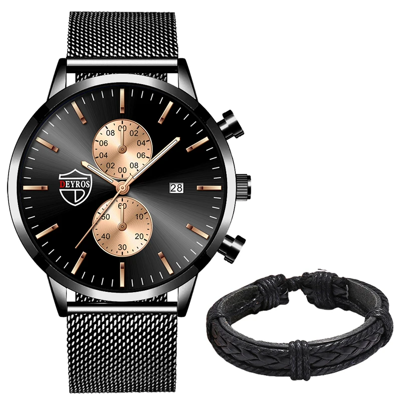 2023  Men&#39;s   Fashion Stainless Steel  Belt Wrist Watch Men   Clock  masculino - £79.82 GBP