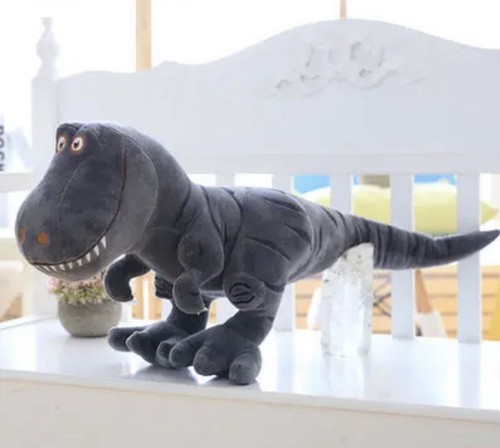 Plush Gray Dinosaur Toy – Stuffed Dino for Kids 18"x9" – Soft Animal Gift Y22 Item image 2