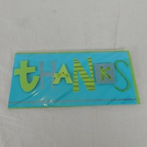 Paper Magic Group Blank Thanks Greeting Card Green Blue 3D Word With Env... - $4.00