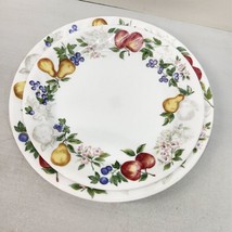 Set 4 Corelle Chutney Fruit &amp; Floral Pattern Dinner Luncheon Plates Swir... - $19.34