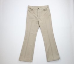 Vintage 70s Levis Mens 34x32 Knit Wide Leg Bell Bottoms Chino Pants Beige USA - £142.40 GBP