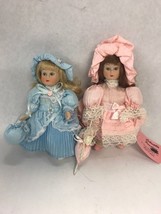 Pair Dolls Antique SHOW STOPPERS pink blue Tags blond brunette - £37.18 GBP