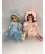 Pair Dolls Antique SHOW STOPPERS pink blue Tags blond brunette - £36.58 GBP