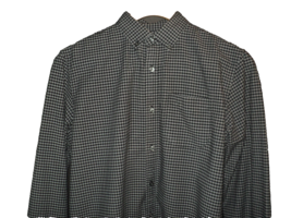 Gap Men&#39;s Shirt Size L Gray &amp; Black Checked Long Sleeves Buttoned Down Collar - £14.46 GBP
