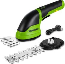 WORKPRO Cordless Grass Shear &amp; Shrubbery Trimmer - 2 in 1 Handheld Hedge, Green - £29.05 GBP
