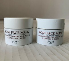 2 FRESH Rose Face Mask Infused Real Rose Petals Soothes Tones .5 oz EACH... - $18.80