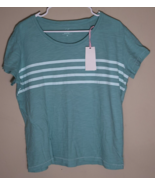 Vineyard Vines Placed Stripe Surftee T-Shirt Sea Clay Green Women’s Medi... - $24.75