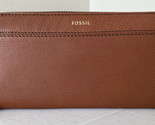 New Fossil Teagan Clutch Wallet Leather Medium Brown - $47.41