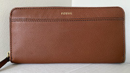 New Fossil Teagan Clutch Wallet Leather Medium Brown - £37.81 GBP