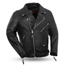 Men&#39;s Leather Fillmore 1.1-1.2mm Drum Dye Naked Cowhide Bike Jacket - £211.87 GBP