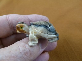 Y-TUR-LA-64) Tortoise land turtle carving SOAPSTONE FIGURINE love little... - $8.59