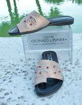 Donald Pliner Metallic Leather Shoe New Rubber Flex Sole Flat Sandal Toe... - $114.00