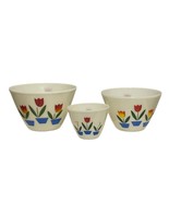 Vintage Fire-King Tulip Mixing Bowl Set of 3 Milk Glass Retro Colors No ... - €98,53 EUR