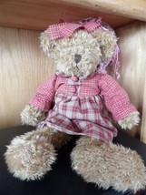 Russ Teddy Bear Plush SERINA Brown Plaid Stuffed Animal Avon Collection 15&quot; - £6.72 GBP