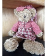 Russ Teddy Bear Plush SERINA Brown Plaid Stuffed Animal Avon Collection 15&quot; - £6.31 GBP