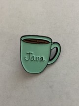 PinMart&#39;s Cute Teal &amp; Brown Java Coffee Mug Trendy Enamel Lapel Pin - £6.01 GBP