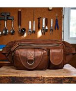 Vegetable Tanned Leather Chest Bag, Men's Crossbody Waist Pack, Vintage ... - $99.00