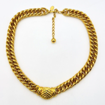 Vintage Premier Designs Gold Tone Modernist Chunky Chain Necklace - £23.88 GBP