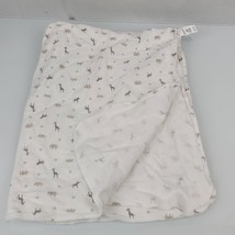 Carters White Cotton Flannel Receiving Blanket Zoo Jungle Safari Animal ... - £23.73 GBP