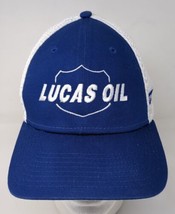 Lucas Oil New Era Men&#39;s Fitted Mesh Trucker Hat Baseball Cap Small Medium Blue - £10.34 GBP