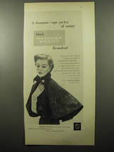 1950 Hammer Brand Broadtail Fur Ad - A dramatic cape jacket of satiny black - £14.50 GBP