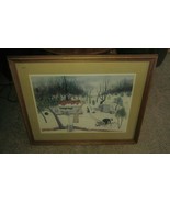Queena Stovall March 1955 Print Triple Oaks Farm Cabin Framed Under Glas... - £94.38 GBP