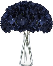Ten Hflolavida Navy Blue Hydrangea Silk Fake Flowers Heads, And Baby Showers. - £25.14 GBP