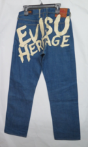Evisu Heritage Selvedge Denim Button Fly Blue Jeans Sz 32 X 34 Painted R... - £186.72 GBP