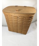 Vintage Longaberger Mail Basket 1992 Medium Slant Wood Top Leather Hinge... - $741.26 MXN