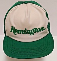 Remington Vintage Mesh Snapback Trucker&#39;s Hat Green White USA Made - £26.06 GBP