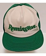 Remington Vintage Mesh Snapback Trucker&#39;s Hat Green White USA Made - £25.57 GBP