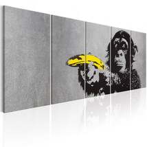 Tiptophomedecor Stretched Canvas Street Art - Banksy: Monkey And Banana - Stretc - £116.53 GBP
