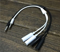 2x 3.5mm Stereo Audio Male to 2 Female Headset Mic TRRS Y Splitter Cable... - $17.99