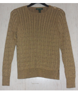 EXCELLENT WOMENS LAUREN RALPH LAUREN GOLD CABLE KNIT PULL OVER SWEATER  ... - €28,38 EUR