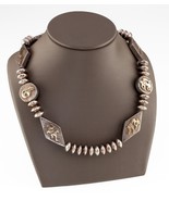 Jack Tom 14k Yellow Gold and Sterling Silver Navajo Emblem Bead Necklace - $988.57