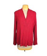 Lauren Ralph Lauren Womens 1X Sweater Red Cable Knit Scalloped Hem Casua... - $452.81 MXN