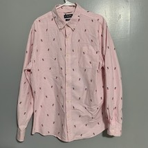 Chaps Shirt Mens XL Pink Striped Pineapple Pattern Long Sleeve Button Up... - $15.36