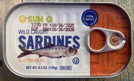 (10) SUN Q WILD CAUGHT SARDINES IN SOYBEAN OIL 4.4 Oz Can 44OZ TOTAL 8/2028 - $18.80