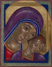 Icon Theotokos/Mary Icon/Mary with Jesus/Baby Jesus Icon/Painting Mary a... - $1,163.29 CAD