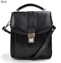 Crossbody leather satchel genuine men women leather bag shoulder bag black  - £104.55 GBP