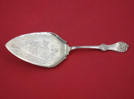 Strawberry by Durgin Coin Silver Pie Server FH AS brite-cut flowers 9 1/4&quot; - £319.67 GBP