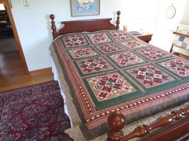 CHEATER BLOCK Cotton  QUILT w/PATCHWORK BORDERS QUILT to Complete - 72&quot; ... - $49.00