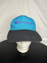 Vintage Champion Athletic Wear Hat Cap Slide Buckle Adjustment Teal &amp; Pu... - $14.85