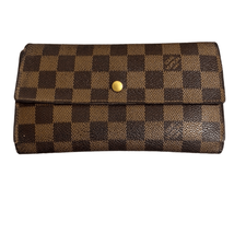 Authentic Louis Vuitton Womens Damier Ebene Wallet Brown Leather Canvas with COA - £124.98 GBP