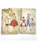 2 Vintage Sewing Pattern Girls Shorts Full Overskirt Top size 10 1950s B... - £9.89 GBP