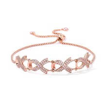 Rose Gold Plated Pink Ribbon Bracelet - $853.89 MXN