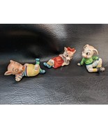 Lot of 3 Little Pigs Reclining Boy Girl Shorts Ceramic Figurine Occupied... - $48.50