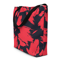 Abstract Brush Art Design Black Red Beach Bag - £25.67 GBP